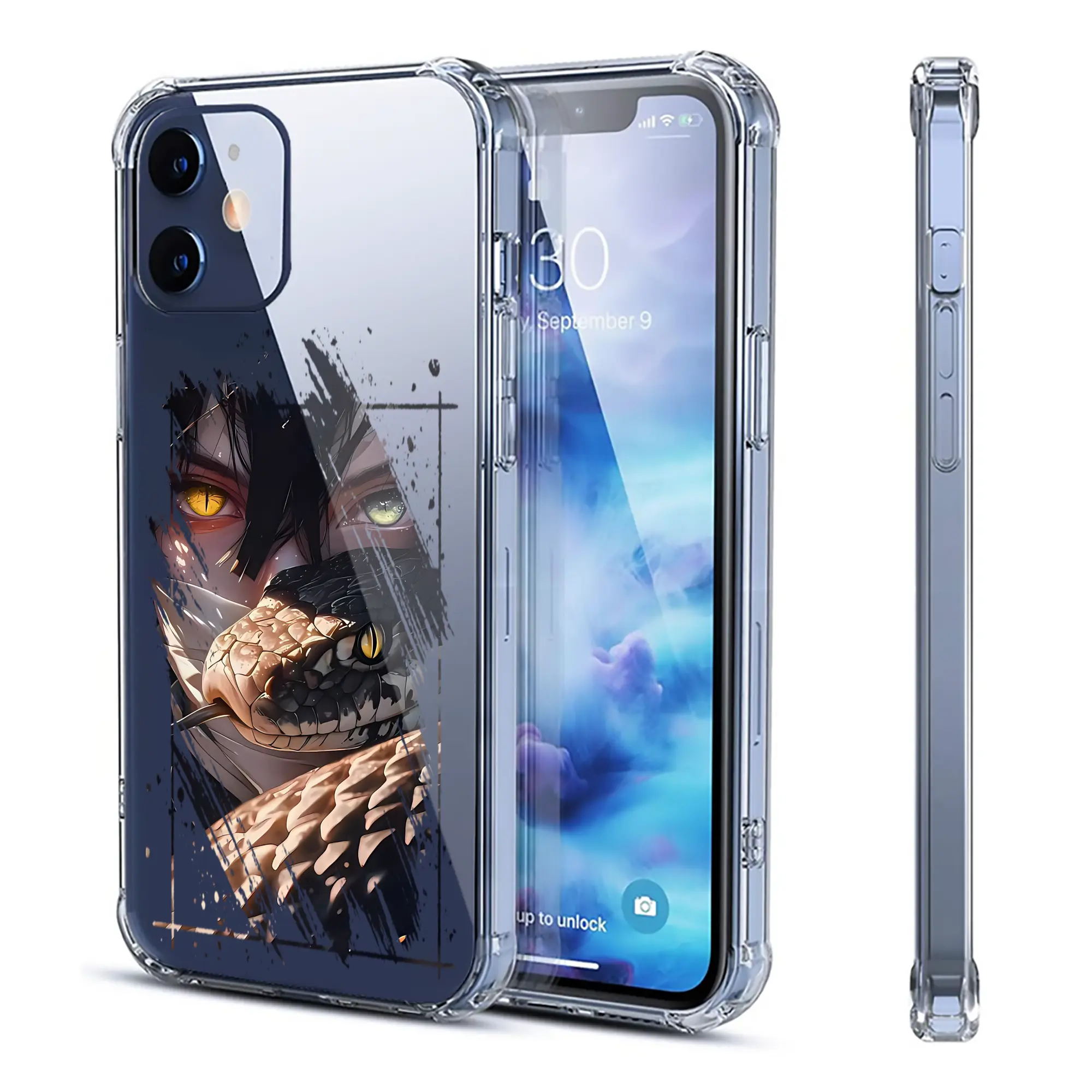 鬼滅の刃 グッズ,伊黒 小芭内 - IPhone 12シリーズ対応 ・ 透明スマホケース ・ クリアソフトケース ・ TPU素材 ・ 耐衝撃 ・ 高密着 ・ 防汚 防指紋 ・ 簡単着脱